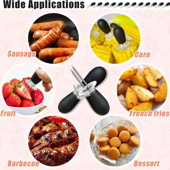 12 Pcs/6 Pairs Corn Holders, Stainless Steel Corn Cob Holders Corn on The Cob Sk - Picture 5 of 7